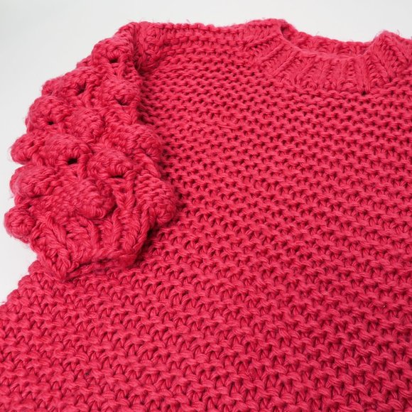 Macaron Bubble Hot Pink Chunky Knit Sweater - Picture 2 of 6